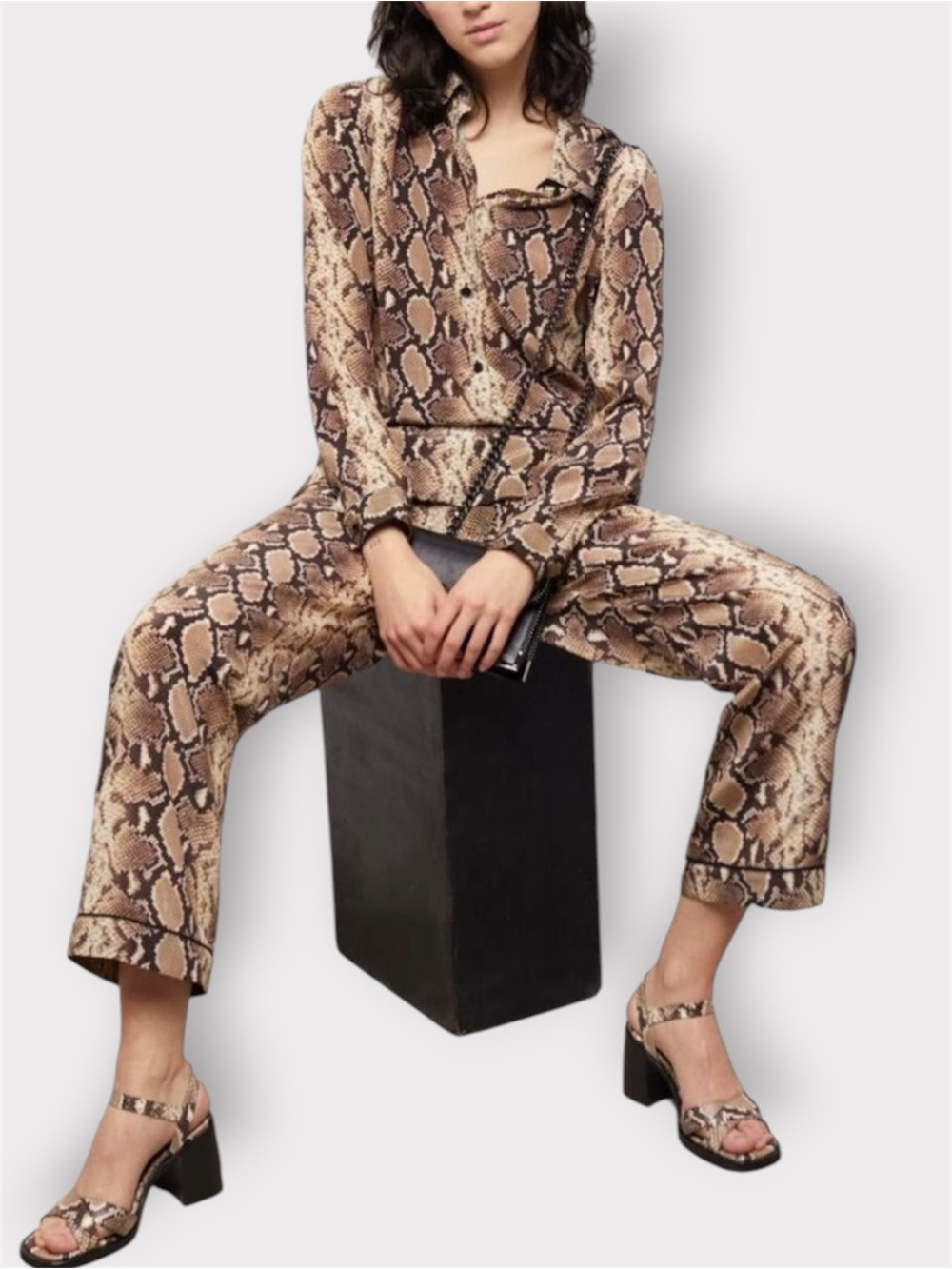 THE KOOPLES French Luxury 100% Silk Python Print Button Front Blouse NWT Size M - Picture 4 of 16